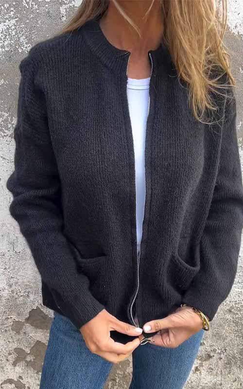 Claribel - Chaqueta de Punto con Cremallera de Algodón
